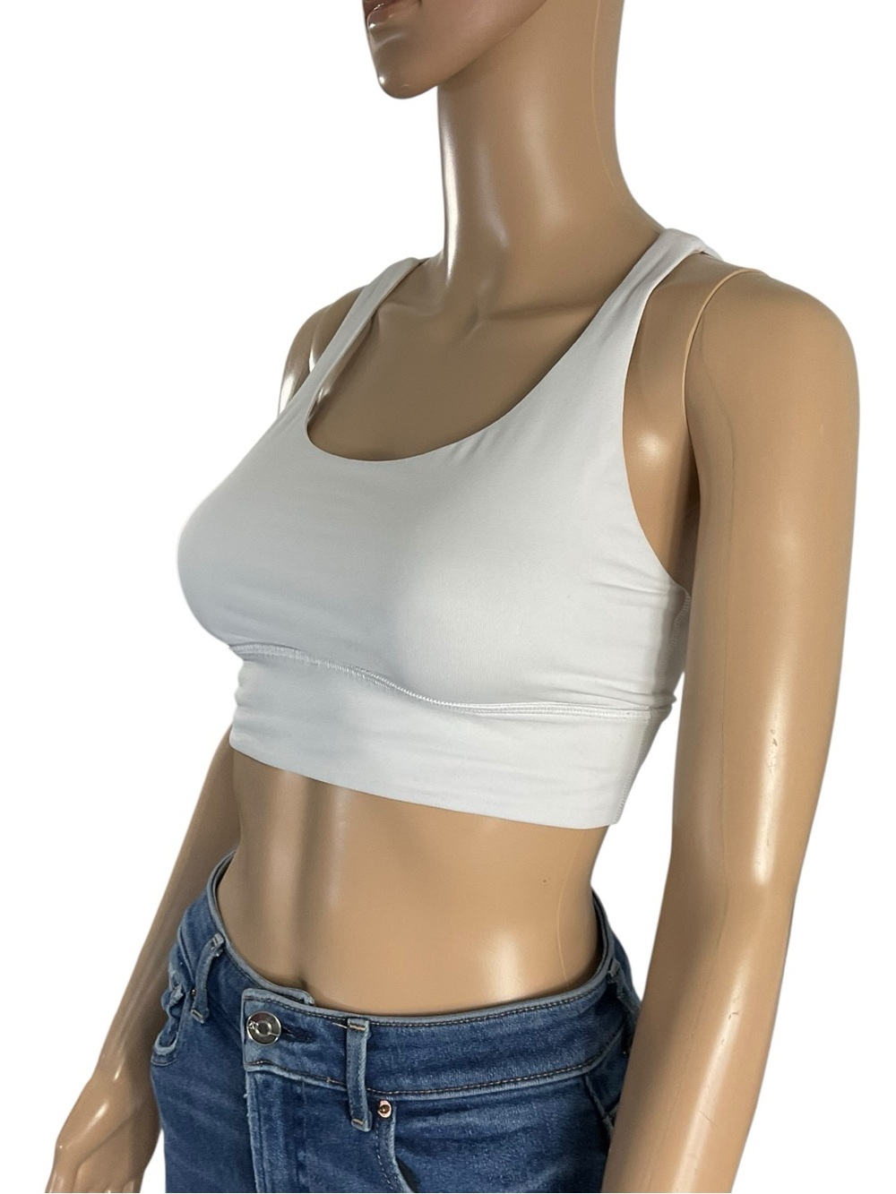 Lululemon Energy Bra Long Line White Size 6 Padded Strappy Back